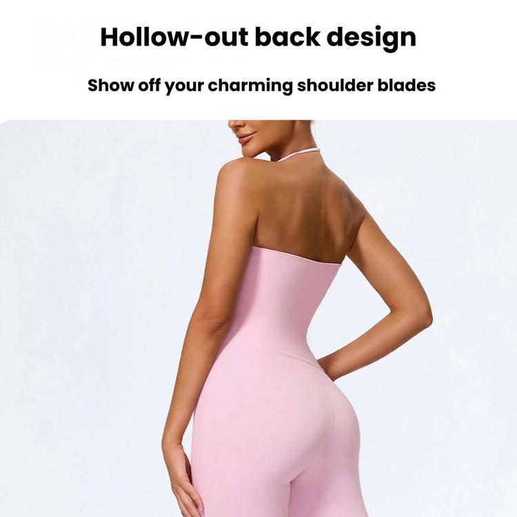 Hip-Lift Halter One-Piece Yoga Jumpsuit, Women Casual Flared Fitness Yoga Outfit, Size: XL