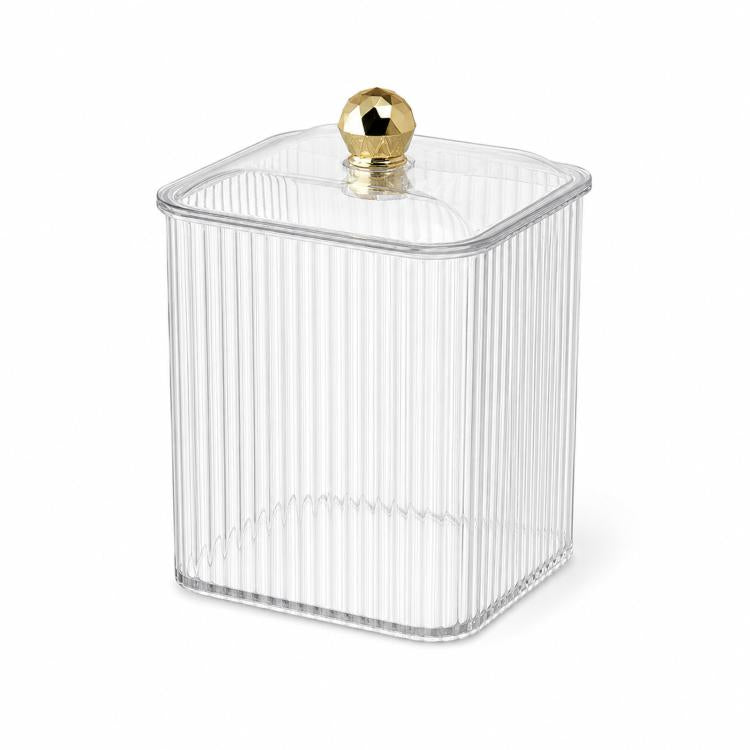 PET Cotton Swab Holder With Lid Clear Cotton Swab Dispenser Organizer For Makeup Cotton Pads, Dental Floss, Hair Accessories