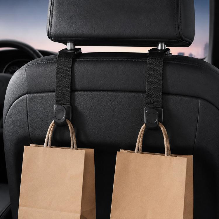 2pcs /Pack Car Headrest Hooks Car Seat Purse Hook Universal Car Organizer Backseat Hanger for Handbags, Coats, Grocery Bags - Black