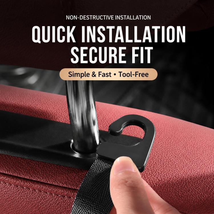 2pcs /Pack Car Headrest Hooks Car Seat Purse Hook Universal Car Organizer Backseat Hanger for Handbags, Coats, Grocery Bags - Black