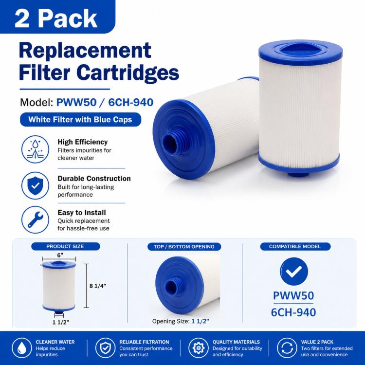 2pcs SPA Bathtub Swimming Pool Surf Massage Filter Replacement Cartridge PWW50 / 6CH-940