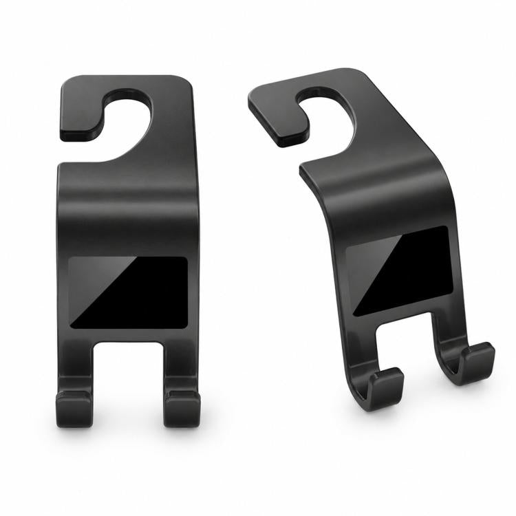 2pcs /Pack Car Headrest Hooks With Tablet Holder 360-Degree Rotatable Backseat Storage Organizer For Purses, Grocery Bags, Umbrellas - Black