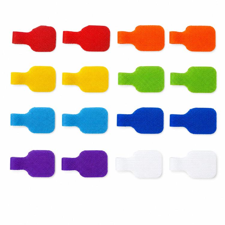 16pcs /Pack Writable Cable Labels Reusable Hook And Loop Cord Identification Tags Wire Label Straps For Electronics, TV, Computer, Charger And Power Cords - 8 Colors Mixed