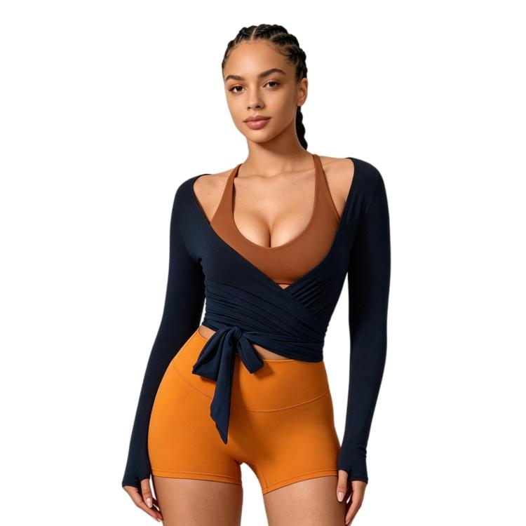 Women Long-Sleeve Slim-Fit Yoga Top, Quick-Dry Pilates Fitness Shirt Sports Cover-Up, Size: S