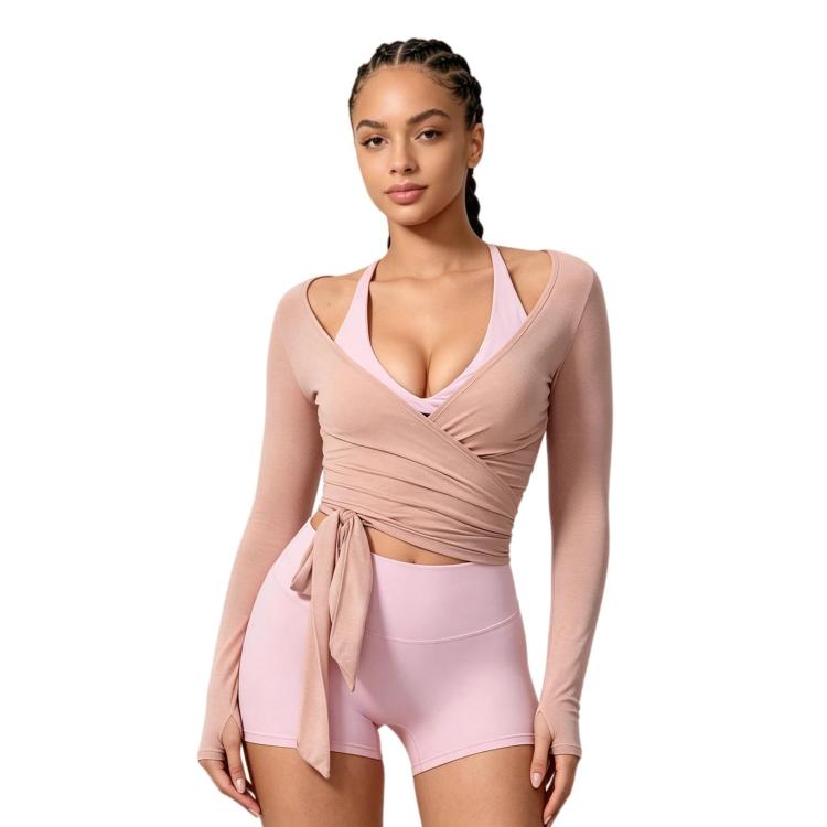 Women Long-Sleeve Slim-Fit Yoga Top, Quick-Dry Pilates Fitness Shirt Sports Cover-Up, Size: S