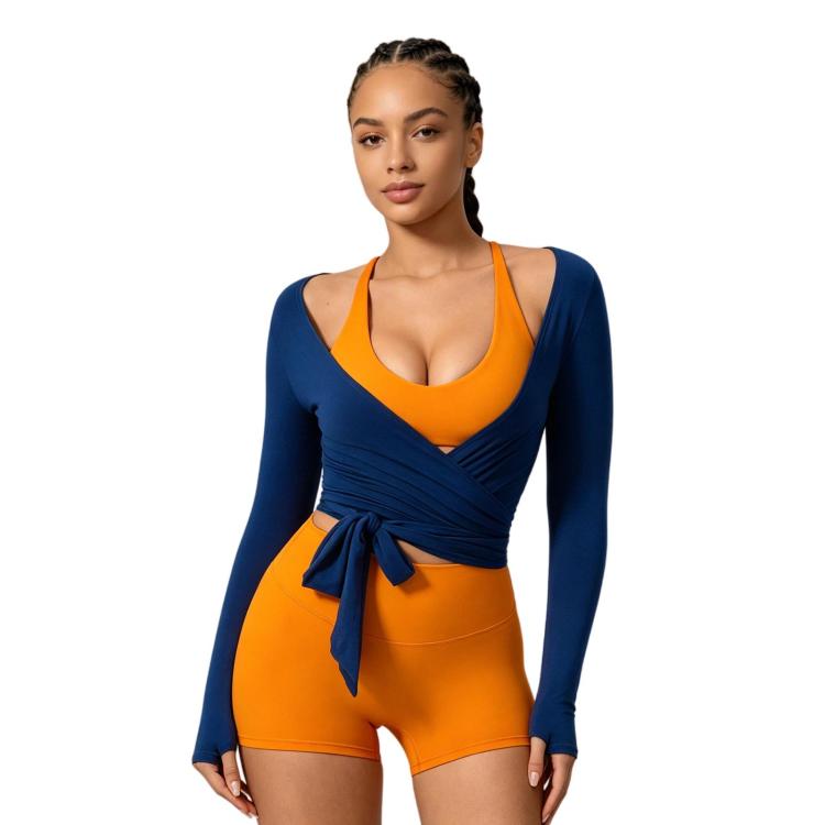 Women Long-Sleeve Slim-Fit Yoga Top, Quick-Dry Pilates Fitness Shirt Sports Cover-Up, Size: S