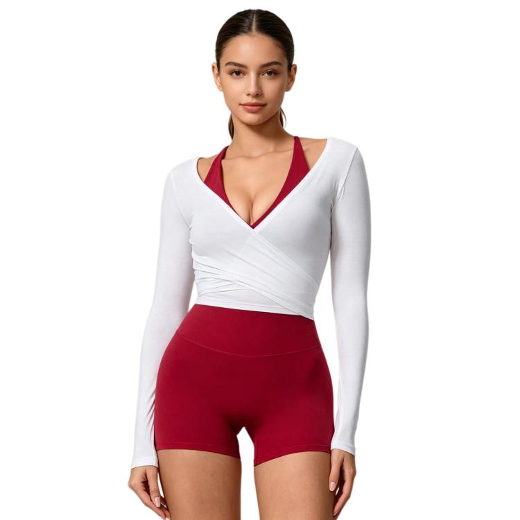 Women Long-Sleeve Slim-Fit Yoga Top, Quick-Dry Pilates Fitness Shirt Sports Cover-Up, Size: L