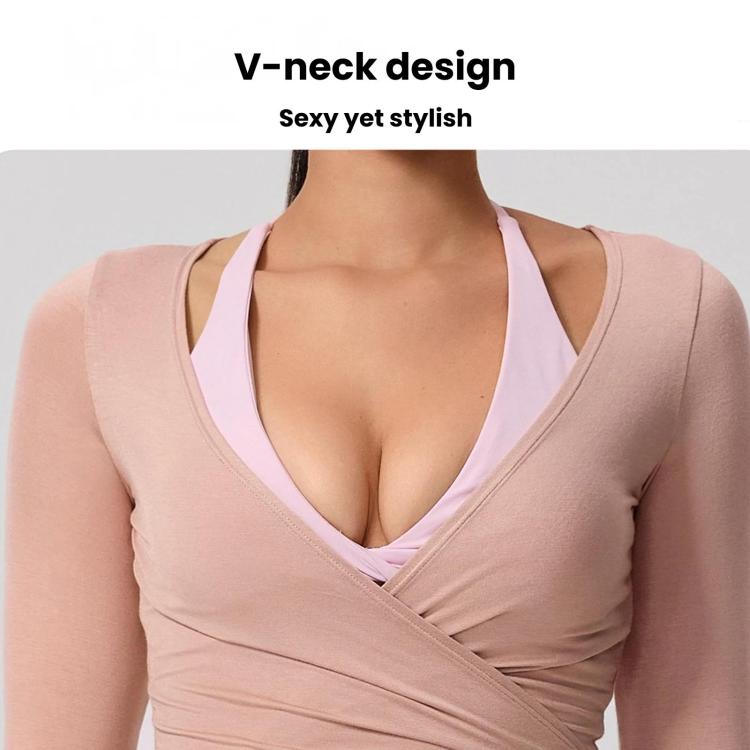 Women Long-Sleeve Slim-Fit Yoga Top, Quick-Dry Pilates Fitness Shirt Sports Cover-Up, Size: M
