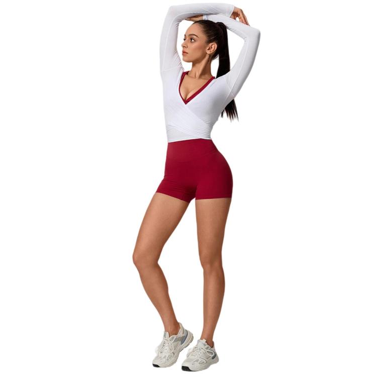 Women Long-Sleeve Slim-Fit Yoga Top, Quick-Dry Pilates Fitness Shirt Sports Cover-Up, Size: S