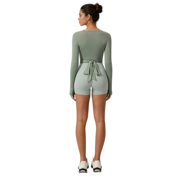 Women Long-Sleeve Slim-Fit Yoga Top, Quick-Dry Pilates Fitness Shirt Sports Cover-Up, Size: S
