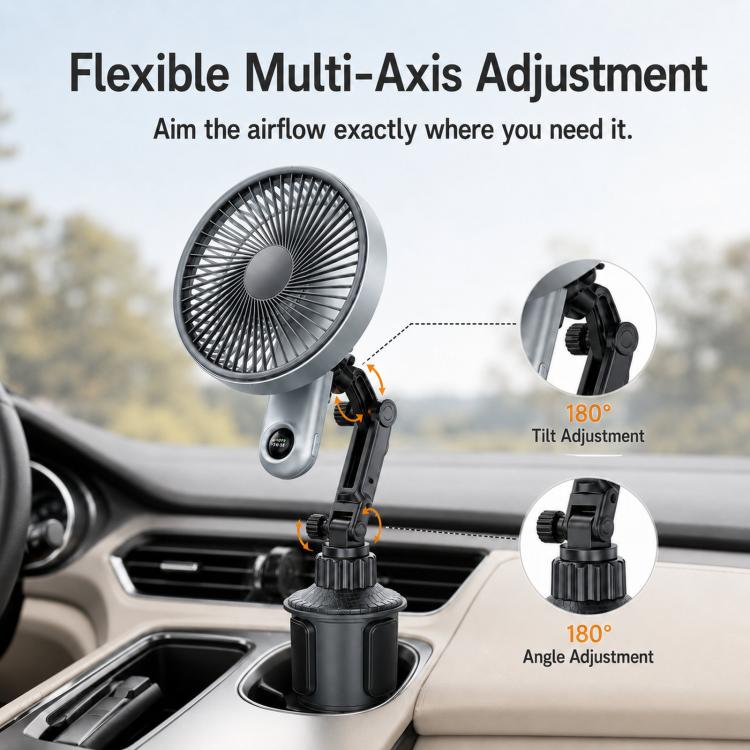 2 In 1 Car Seat Universal Adjustable Bracket With Wireless Fan - 170x216x83mm