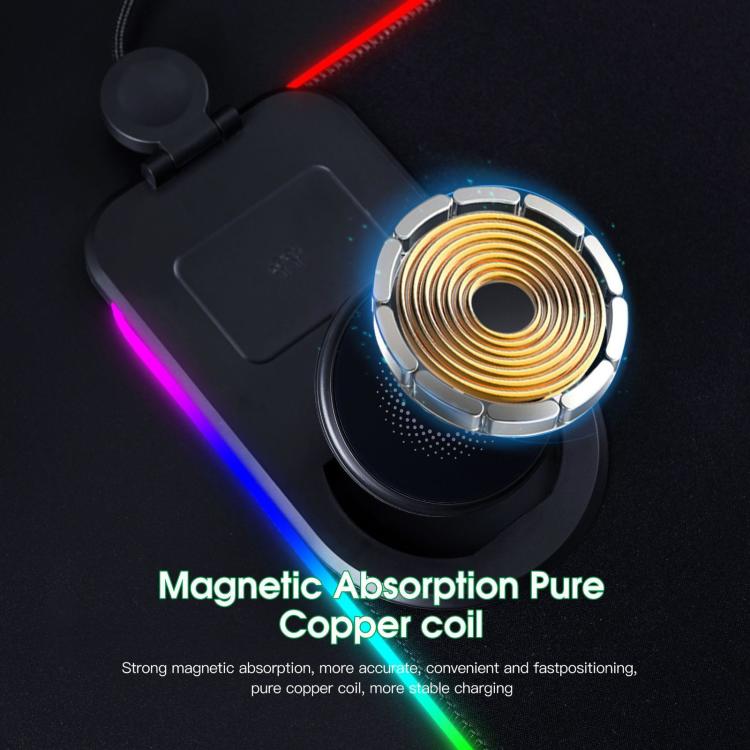 3 In 1 Magnetic Wireless Charging Station RGB Mouse Pad 15W Fast Wireless Charger Desk Mat For Phone, Watch, AirPods - 800x300x4mm