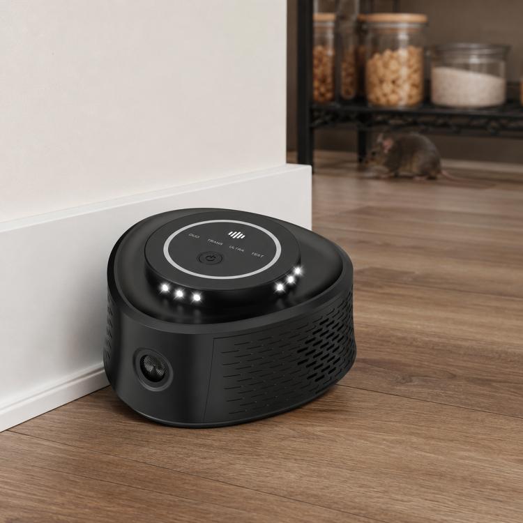 Intelligent Ultrasonic Mouse Repeller, Multi-Functional Mosquito & Cockroach Repellent Device - Black