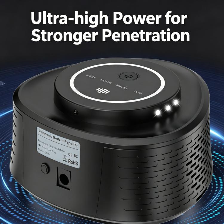 Intelligent Ultrasonic Mouse Repeller, Multi-Functional Mosquito & Cockroach Repellent Device - Black