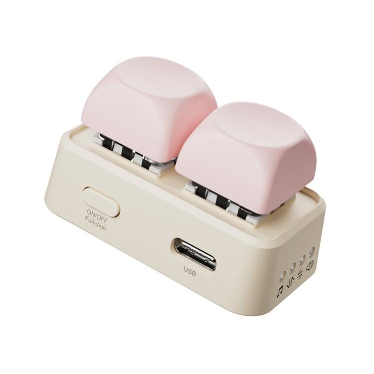 Hanlinyue 2-Key High-Speed Switch Keyboard Bluetooth Page Turner, Color: Pink For Phone