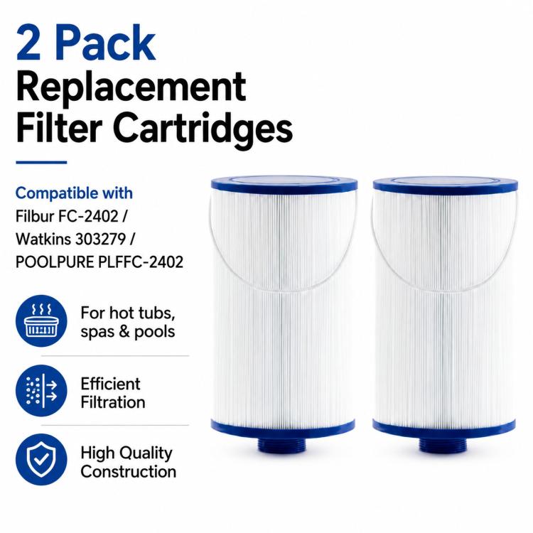 2pcs Spa Swimming Pool Bathtub Replacement Filter Cartridges For Filbur FC-2402 / Watkins 303279 / POOLPURE PLFFC-2402