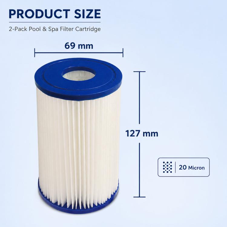 2pcs 20-micron Chiller Swimming Pool Pleated Filter Cartridge, Specification: 5 inch