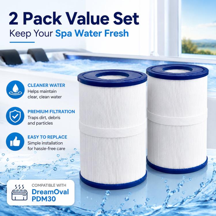2pcs SPA Bathtub Swimming Pool Cleaning Filter Cartridges For DreamOval PDM30