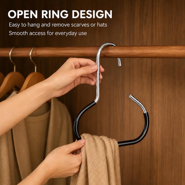 3pcs /Pack Metal Hat Hangers for Closet Baseball Cap Organizer Hooks Space Saving Ring Hanging Racks for Scarves, Belts, Ties, Shawls, Purses - Black