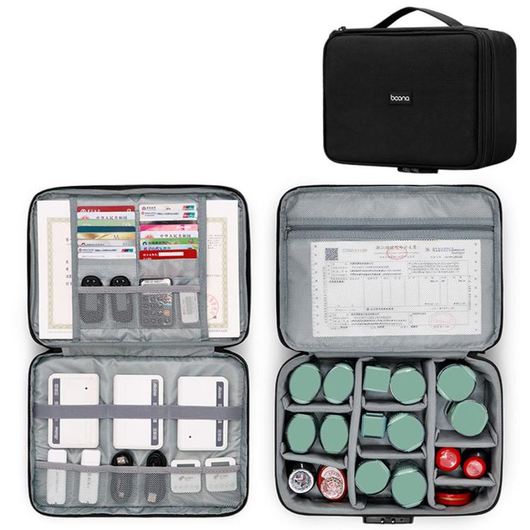 Baona BN-D009 Large-Capacity USB Flash Drive Bag Mini Bank Security Token Pouch, Spec: Passcode Lock Type  - Black