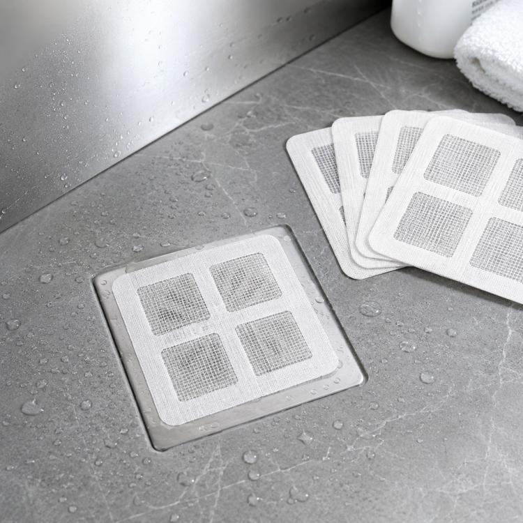 50pcs Disposable Shower Drain Hair Catcher Mesh Stickers Drain Cover Catcher for Bathroom, Bathtub, Kitchen Sink 4x4 Inch Square