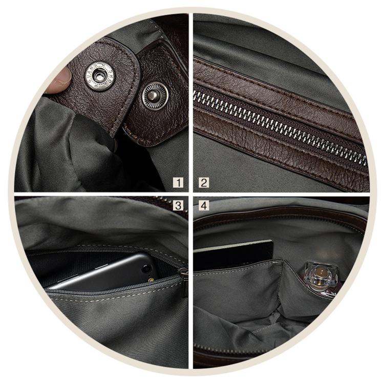 Ethnic-Style Leather Women Handbag Handcrafted Color-Blocked Large-Capacity Shoulder Bag - Random Color