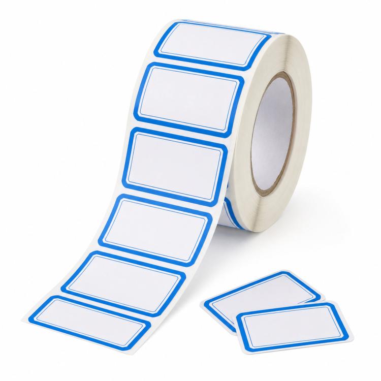 500pcs /Roll Write-On Labels with Color Borders 1.57 x 0.98 Inch Self-Adhesive File Folder Labels Easy Writing Blank Stickers - Blue