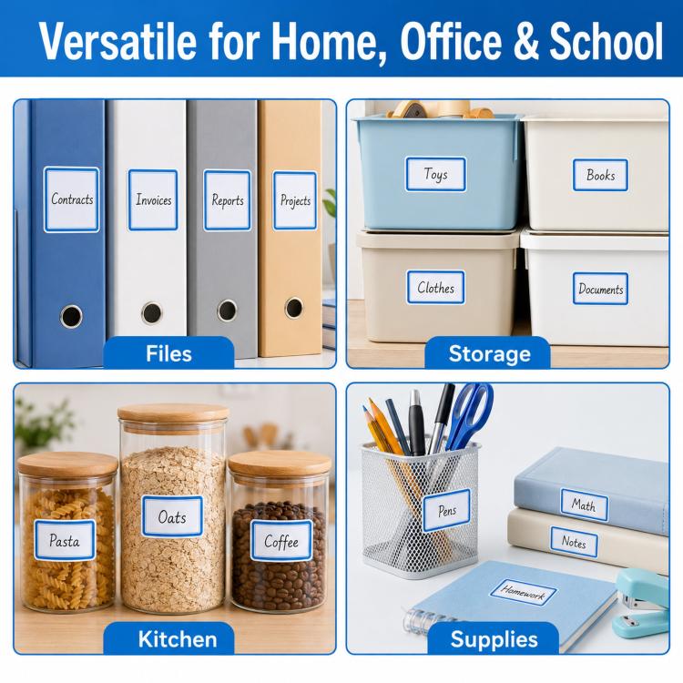 500pcs /Roll Write-On Labels with Color Borders 1.57 x 0.98 Inch Self-Adhesive File Folder Labels Easy Writing Blank Stickers - Blue