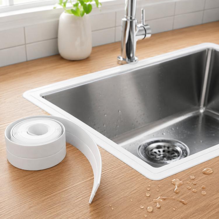 1.45 Inch x 4.9 Feet Self-Adhesive Caulk Strip Peel and Stick Caulk Tape for Bathtub, Toilet Base, Kitchen Sink, Shower, Gas Stove, Flexible Corner Sealer Protector - White