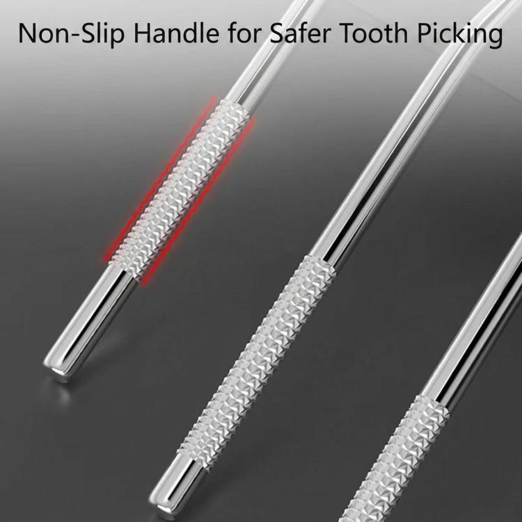 7-Piece Stainless Steel Toothpick Set Reusable Dental Pick Kit With Portable Metal Case Deep Teeth Cleaning Tool For Oral Hygiene - Natural Color