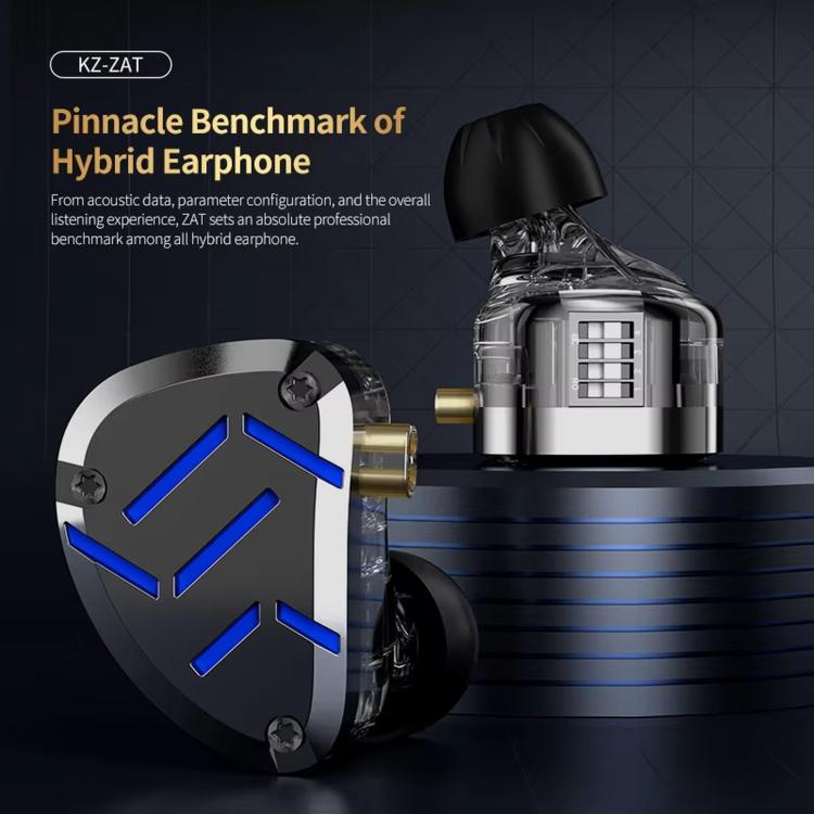 KZ-ZAT 1.2m Wired In-Ear Earhones With 1 Dynamic Driver and 8 Balanced Armature Drivers Hi-Fi Stage Monitoring Earbuds, Spec: With Mic