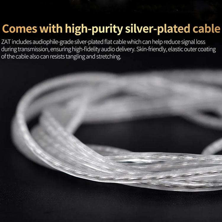 KZ-ZAT 1.2m Wired In-Ear Earhones With 1 Dynamic Driver and 8 Balanced Armature Drivers Hi-Fi Stage Monitoring Earbuds, Spec: With Mic