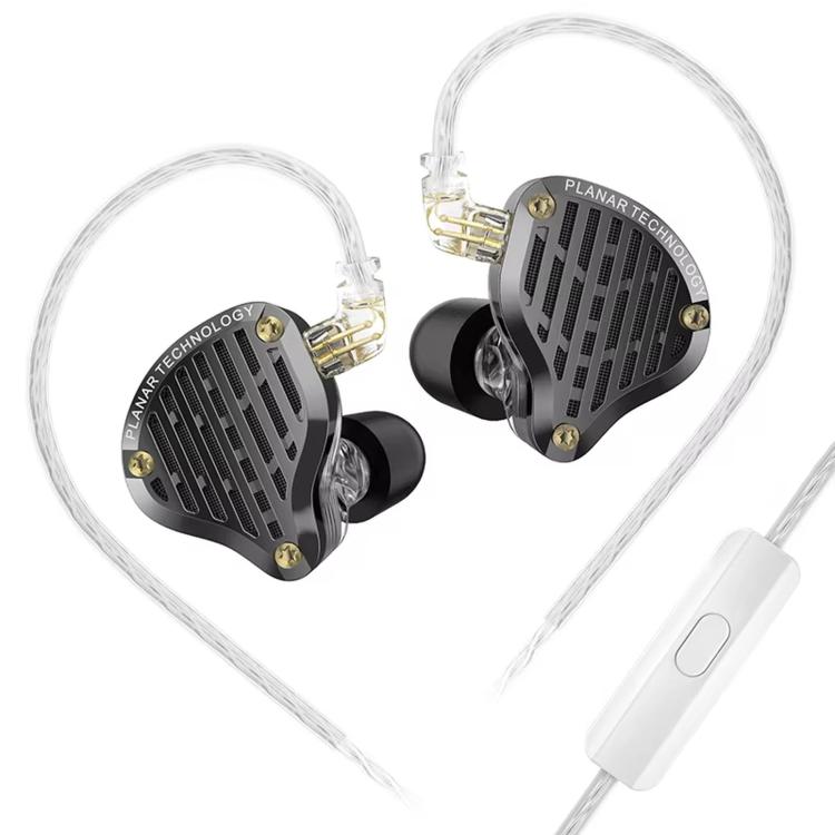 KZ-PR3 Planar Diaphragm In-Ear 1.2m Wired Earphones Hi-Fi Monitoring Stage Replaceable Cable Planar Speaker Earbuds, Color: Black With Mic