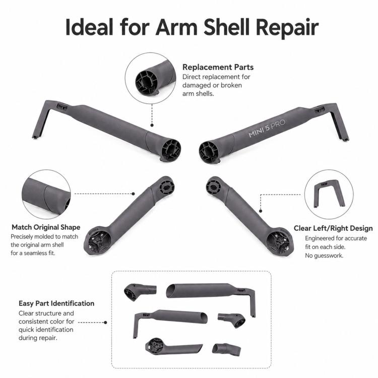 For DJI Mini 5 Pro Drone Arm Shells Repair Parts Single Boom Shell Left Rear