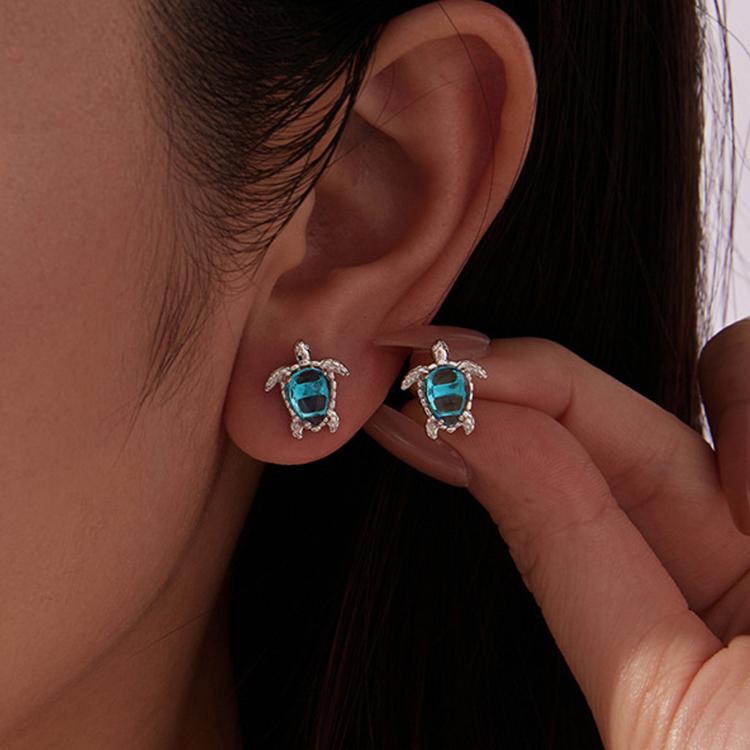 Cute Copper-plated White Gold Turtle Earrings - YIE339