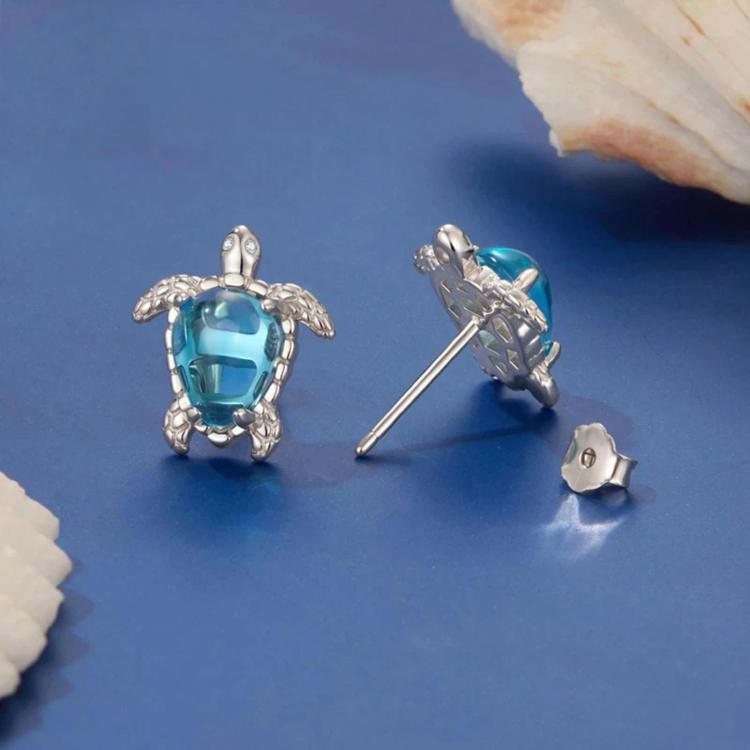 Cute Copper-plated White Gold Turtle Earrings - YIE339
