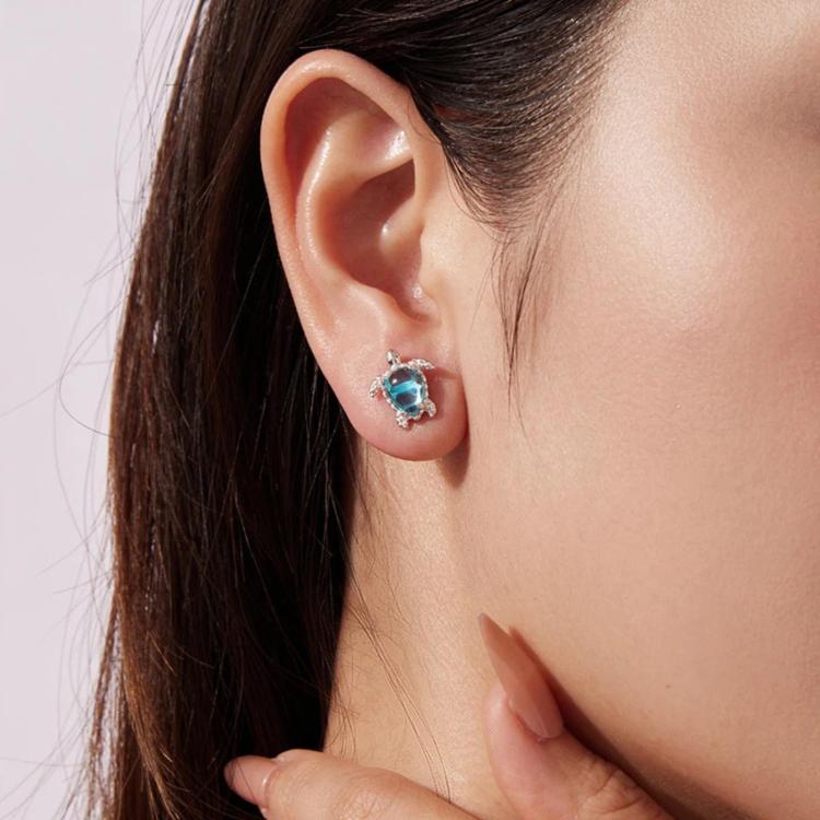 Cute Copper-plated White Gold Turtle Earrings - YIE339