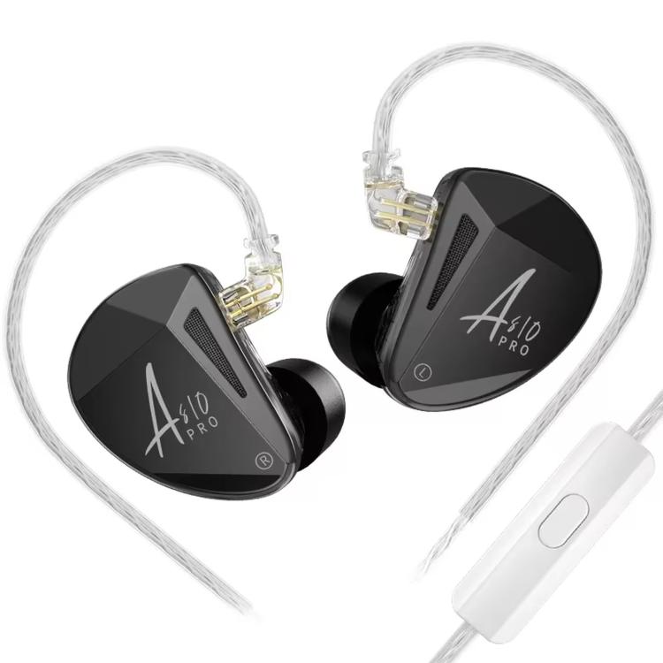 KZ AS10 PRO 10-driver Dynamic Driver In-Ear Hi-Fi Music 1.2m Wired Earphones, Spec: With Mic
