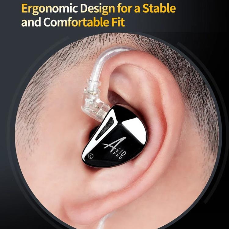 KZ AS10 PRO 10-driver Dynamic Driver In-Ear Hi-Fi Music 1.2m Wired Earphones, Spec: With Mic