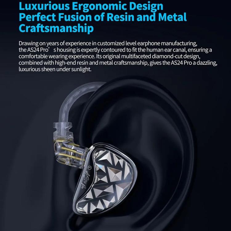 KZ AS24 PRO 24-driver Dynamic Driver HIFI In-Ear 1.2m Wired Gaming Earphones, Color: Tuned With Mic