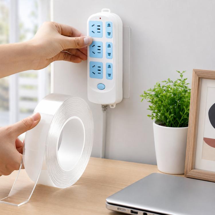 Nano Double Sided Tape Washable Removable Clear Gel Grip Tape Reusable Mounting Tape Waterproof & Removable 0.04in Thickx1.2in Wide x 3.3ft Long
