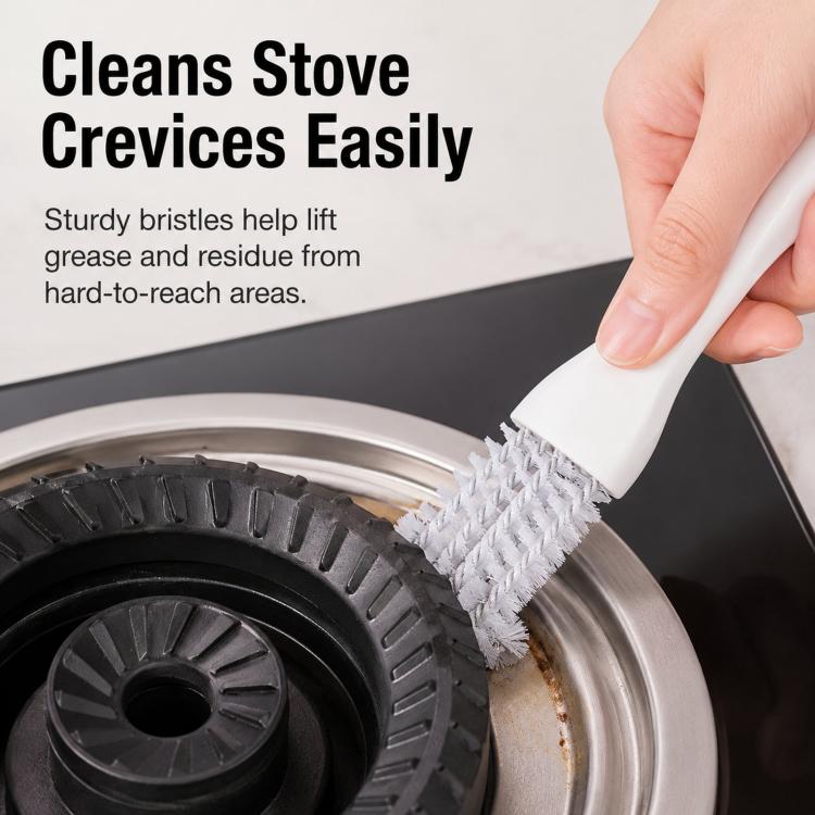 2-in-1 Grill Grate Cleaning Brush Wire Rack Cleaner with Tail Scraper, Handheld Stove Crevice Seam Brush - OPP Packaged