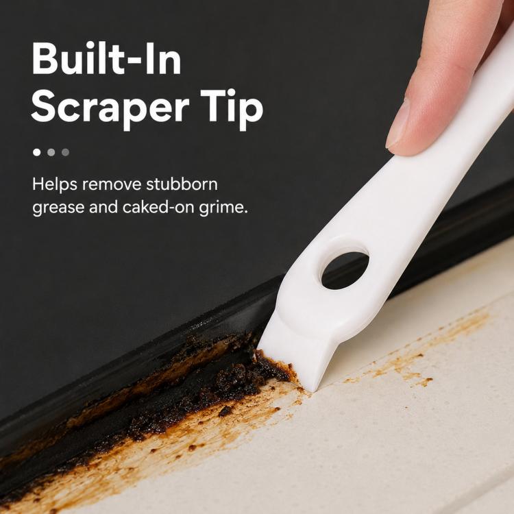 2-in-1 Grill Grate Cleaning Brush Wire Rack Cleaner with Tail Scraper, Handheld Stove Crevice Seam Brush - OPP Packaged