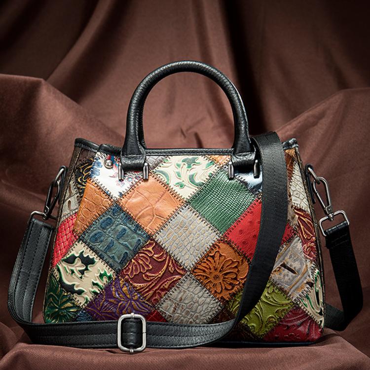 Ethnic-Style Women Handbag Unique Patchwork Shoulder Bag - Colorful