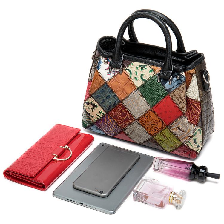 Ethnic-Style Women Handbag Unique Patchwork Shoulder Bag - Colorful