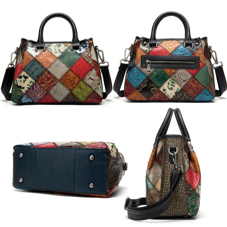 Ethnic-Style Women Handbag Unique Patchwork Shoulder Bag - Colorful