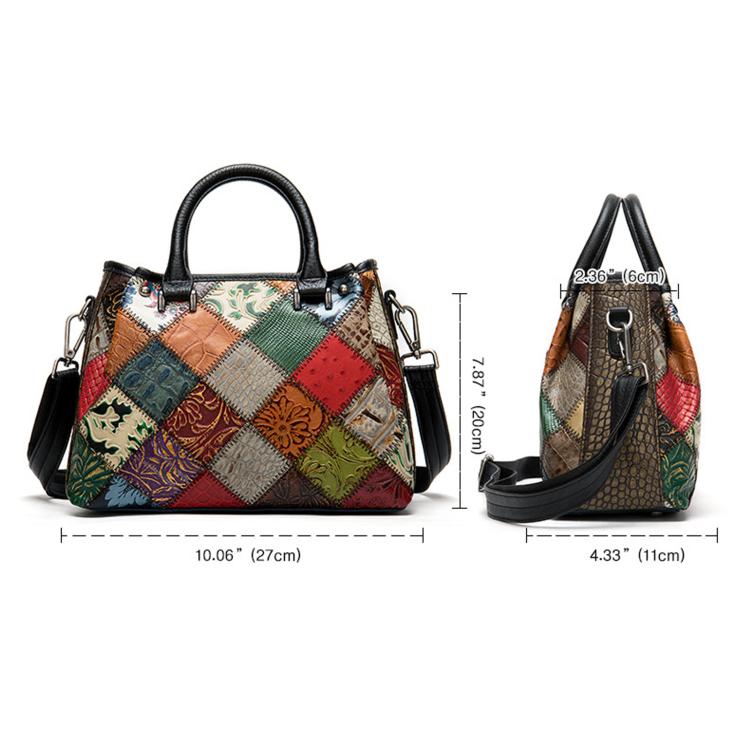 Ethnic-Style Women Handbag Unique Patchwork Shoulder Bag - Colorful