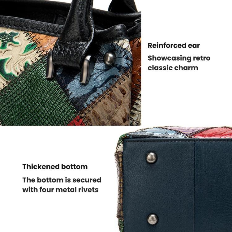 Ethnic-Style Women Handbag Unique Patchwork Shoulder Bag - Colorful