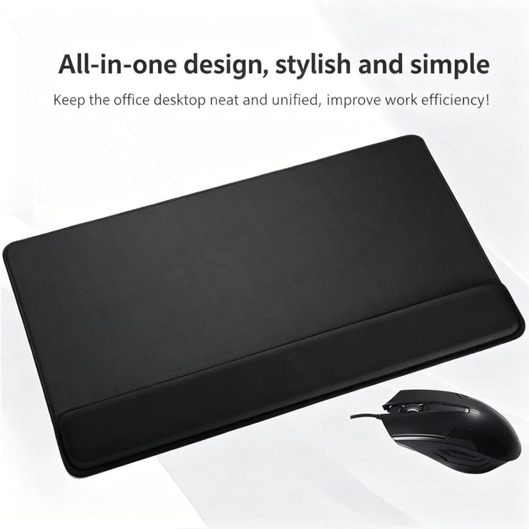 Stitched Edge Integrated Desk Mat & Mouse Pad, Mechanical Keyboard Wrist Rest Desk Pad