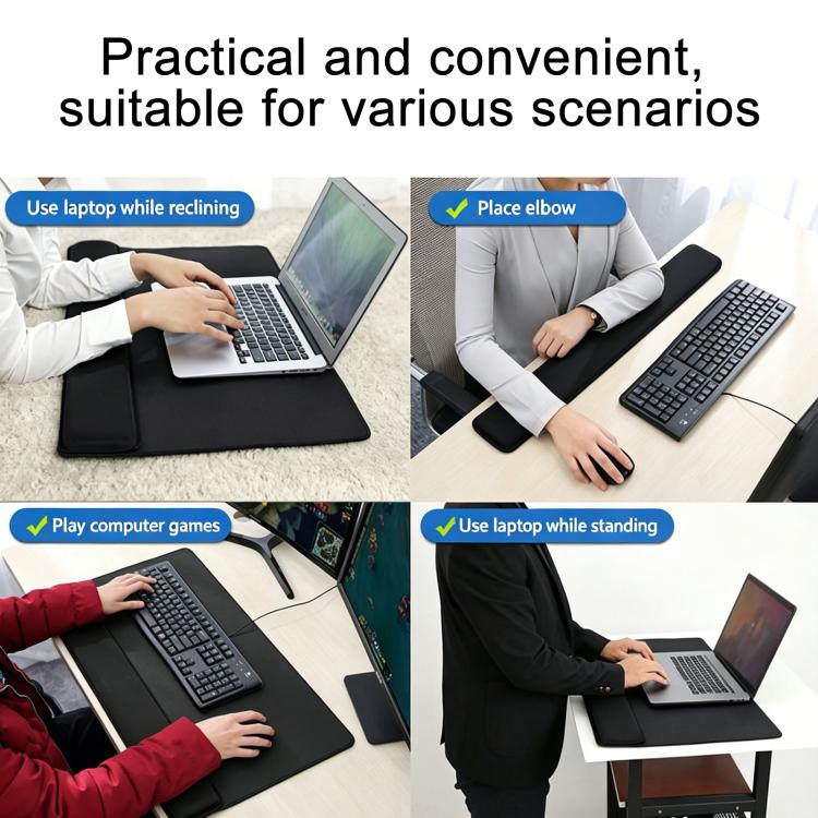 Stitched Edge Integrated Desk Mat & Mouse Pad, Mechanical Keyboard Wrist Rest Desk Pad